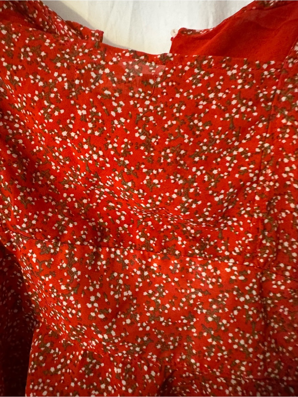 Nasty Gal Red Floral Ruffle Peasant Button Top. Size 10, Just adorable 🥰 - Picture 11 of 15